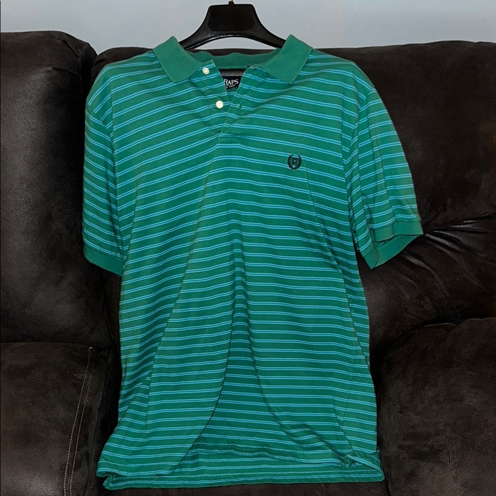 Chaps Green Striped Men's Polo Shirt